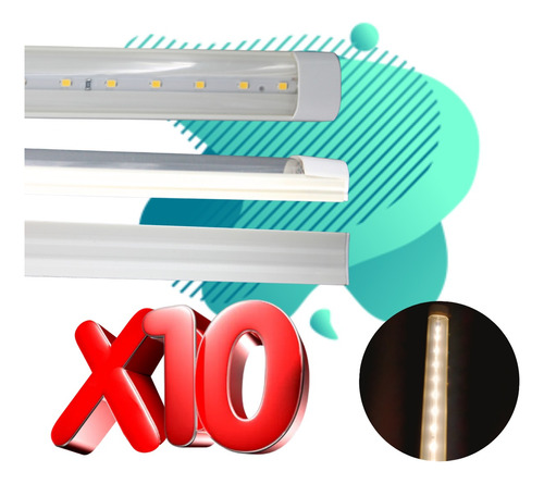 Paquete De 10 Regletas Led 20w Luz Calida Oferta