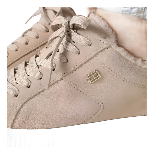 Tenis Tommy Hilfiger Jupiter Beige Comodos Mujer - Original