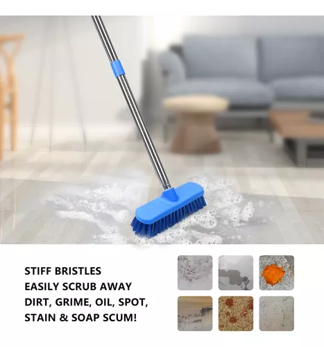 Meibei - Cepillo para limpiar suelos con mango largo, Cepillo para fregar,  Azul claro