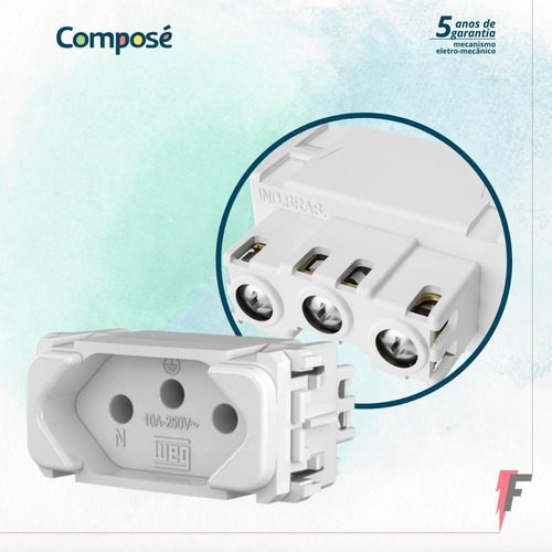 Imagem 3 de 5 de Kit 10 Modulos Tomada 10a Weg Compose