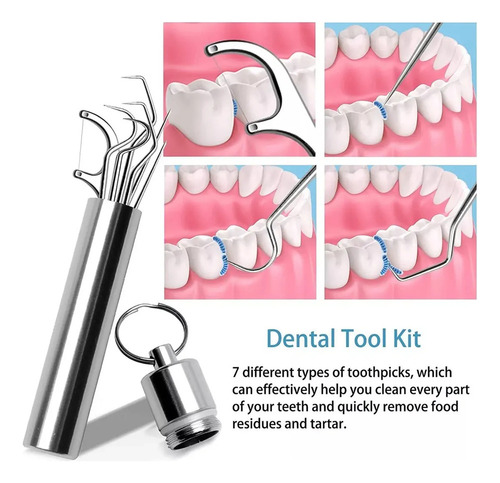 Sh Juego De Palillos De Dientes De Acero Inoxidable Con