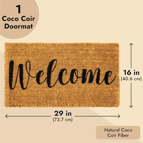Felpudo De Fibra De Coco Natural, Tapete De Entrada 40 X 73