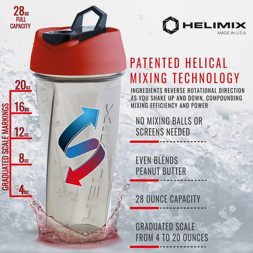 Botella Agitadora Helimix Vortex, 828 Ml De Capacidad Ac