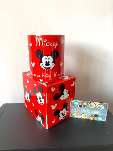 Paquete De Taza Y Termo Mickey Rojo Liso