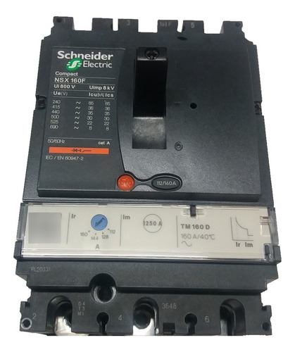 Disjuntor 3 X 160a 380v 36ka Lv430630 - Nsx 160f Tm 160d