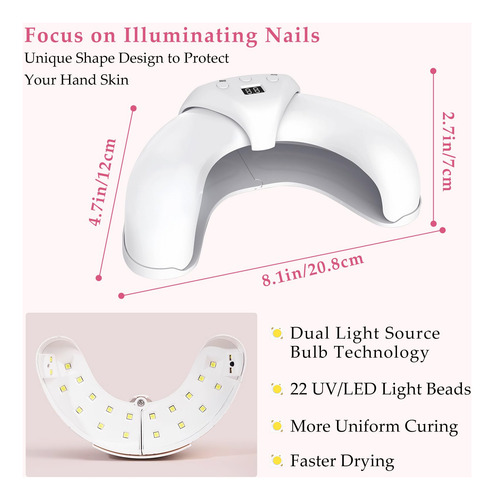 Urbuti- Lámpara De Uñas Uv Led, Secador Rápido De Uñas Plega