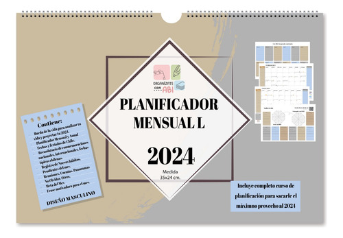 Planificador Mensual L 2024 Anillado Masculino Planner