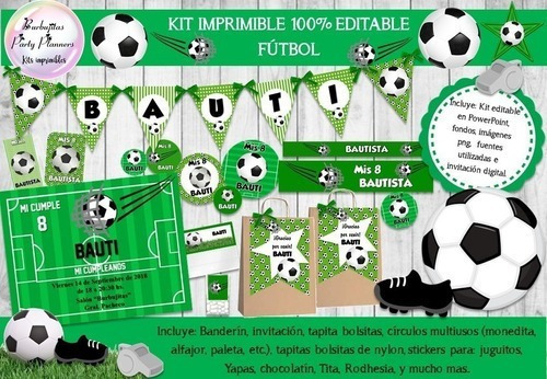 Kit Imprimible Candy Bar Futbol 100% Editable
