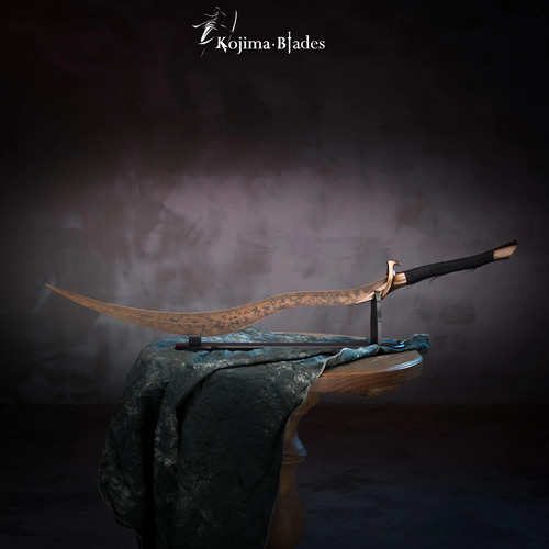 Espada Elden Ring Bloodhounds Fang Em Aço Com Suporte 82 Cm