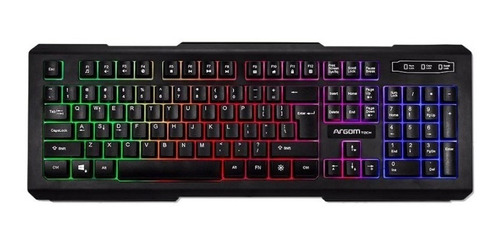 Teclado Argom Usb Ingles Color Negro Gaming Combat.