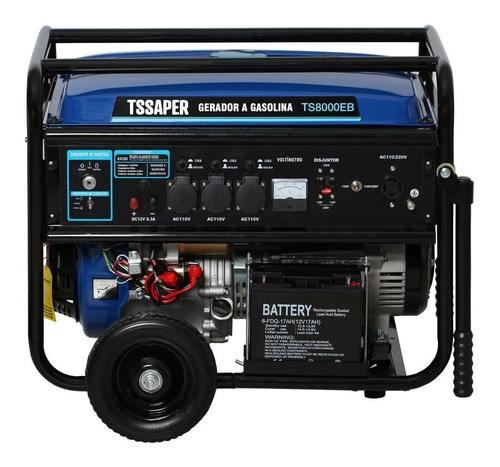 Gerador de Energia a Gasolina 8,1kva 6500w 15hp partida elétrica Monofásico Tssaper TS8000EB