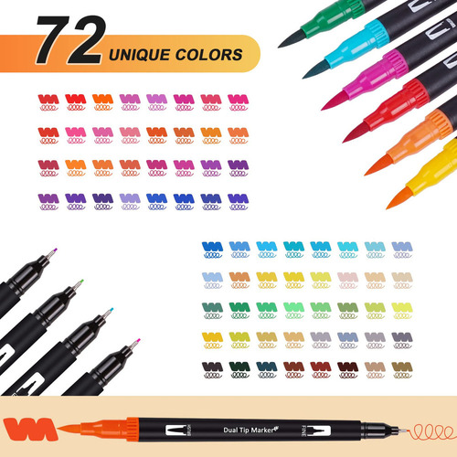 Juego De Rotuladores De Doble Pincel De 72 Colores For Arte