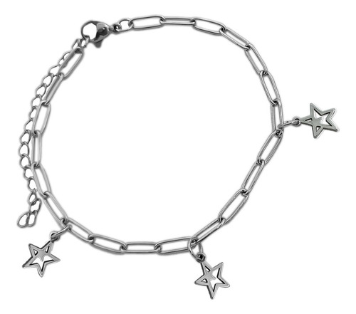 Pulsera Tres Estrellas Caladas Cadena Clip 17.5+5cm C:7684