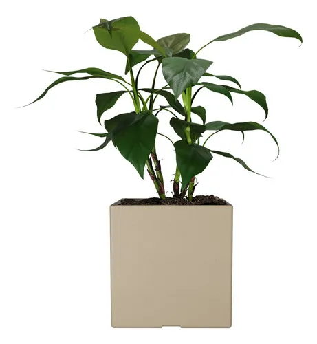Maceta Plástica Rotomoldeada Modelo Cubo N 40 Moderna Amalfi Color Beige