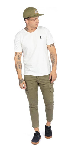 Calça Cropped Color Zune Jeans Bolso Cargo Masculina Casual
