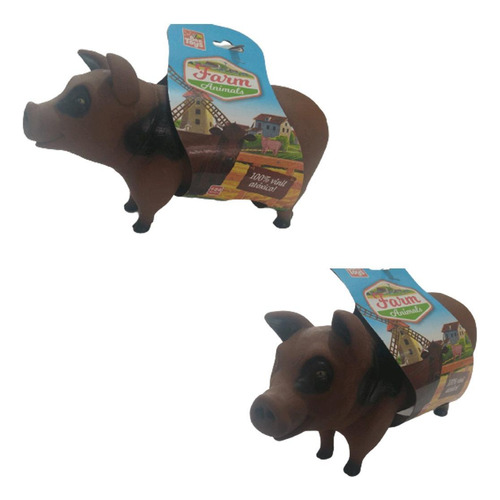 Boneco Porco Real Animals Em Vinil Bee Toys