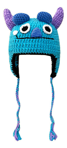 Gorro De Punto Azul Con Forma De Monstruo Para Otoño E Invie