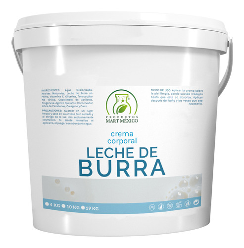 Crema Humectante De Leche De Burra 10 Kilos