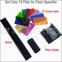 Comprar A64 Kit 12 Filtros Gel Color Para Flash Speedlite Velcro