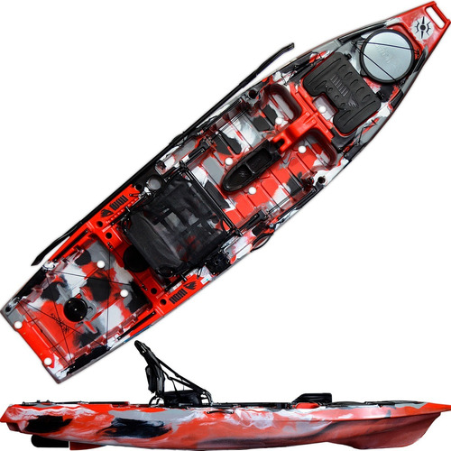 Caiaque Iron Milha Naútica Pesca Completo + Cadeira + Remo Cor Vermelho camuflado