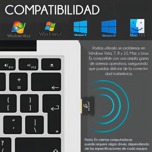 Adaptador Mini Bluetooth Usb 2.0 10 Mts Plug And Play Win10
