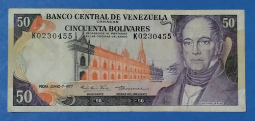 Billete De 50 Bs De 1977 K-7