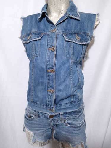 Sexy Chaleco Mezclilla Botones Pull And Bear M 28 (Usado)
