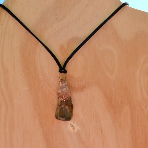 Imagen 4 de 4 de Collar Ojo De Tigre Y Cobre, Piedra Semipreciosa Natural
