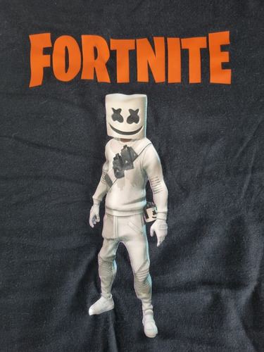 Remera Marca Tercerojo, Negra, Talle 16, Modelo Fortnite