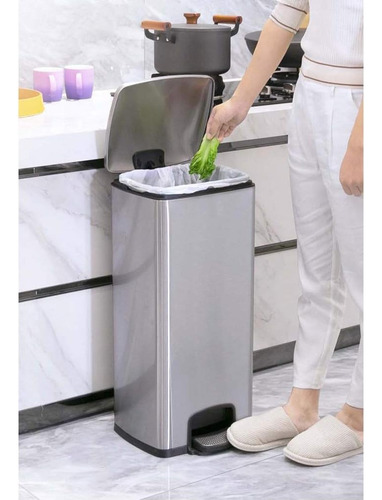 Cubo De Basura De Acero Inoxidable 30 Litros Hogar Oficina