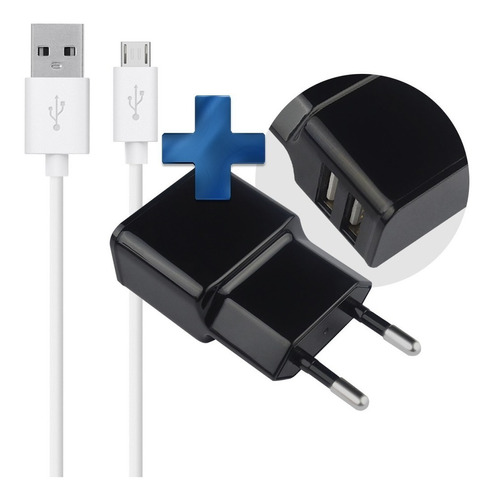 Ficha Cargador 2 Puertos + Cable Micro Usb 1.2mts - Otec