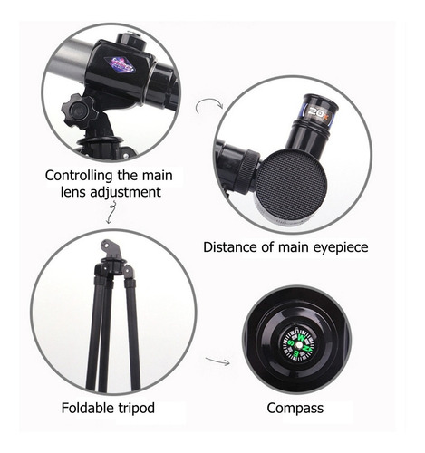 Telescopio Astronómico De Visión Nocturna Con Trípode Ocular