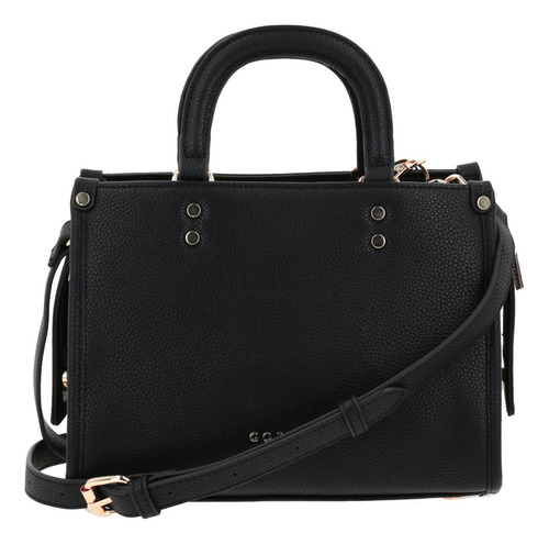 Bolso Satchel Chico Gorett Chenson Negro Tracy Para Dama Acabado De Los Herrajes Níquel Diseño De La Tela Lisa