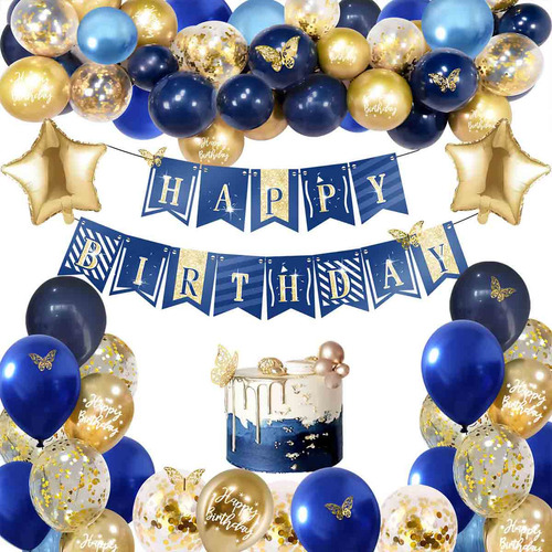 Globo Arco Guirnalda Mariposa Oro Azul,cumpleaños Decoración