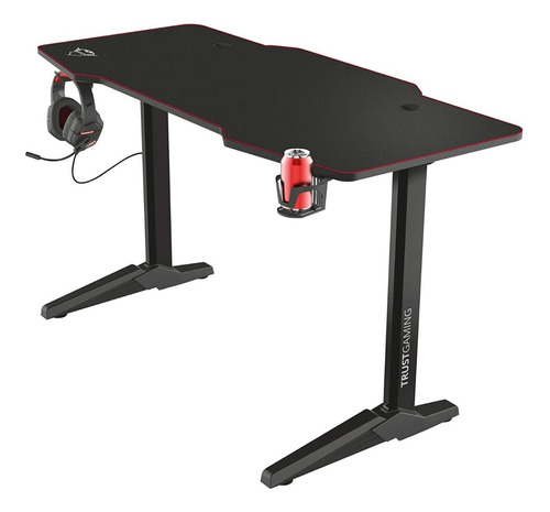 Escritorio gamer Trust GXT 1175 Imperius acero de 140cm x 66cm  negro