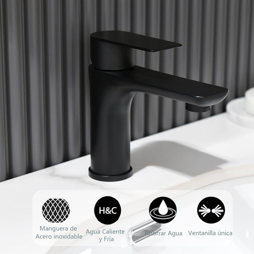 Lavabo Grifo Baño Llave Monomando Fregadero Inoxidable,negro