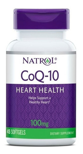 Natrol Complejo Coq10 Alta Absorción Coenzima 100mg 45 Softgels Sin sabor