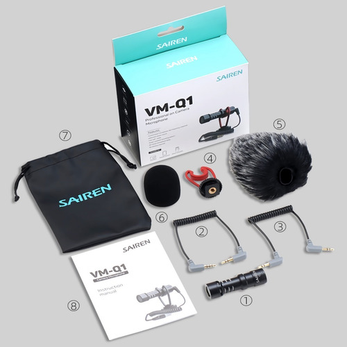 Imagen 2 de 9 de Sairen Vm-q1 Micrófono De Vídeo De Disparo Cámara Accesorios