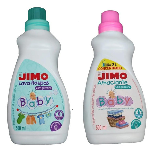 Kit Lava Roupa Amaciante Baby Infantil Glicerina 500ml Jimo