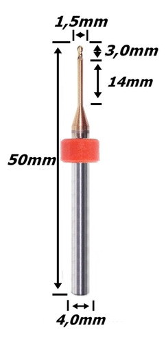 Fresa Odontológica E Prótese 1,5mm X 50mm Total 4,0mm Haste.