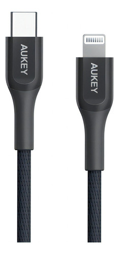 Cable Aukey Kevlar Usb-c A Lightning 2m Cb-akl4 Color Negro