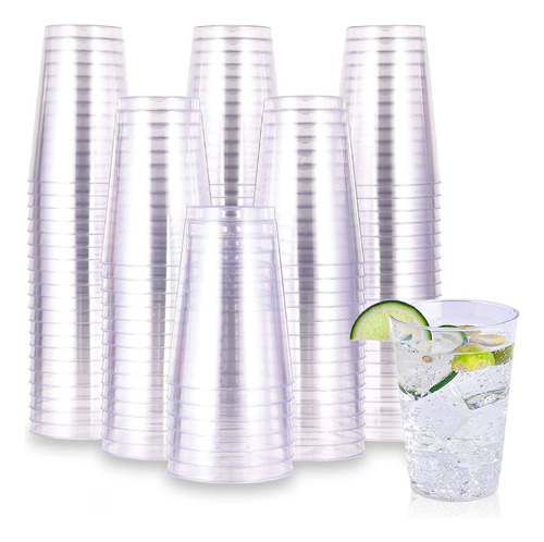 100 Vasos De Plástico Transparentes Reutilizables, Elegantes