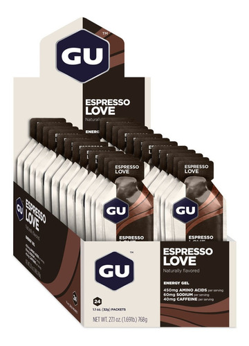 Gu Energy Gel Caja X 24 Unidades Vegano Sabor Espresso Love