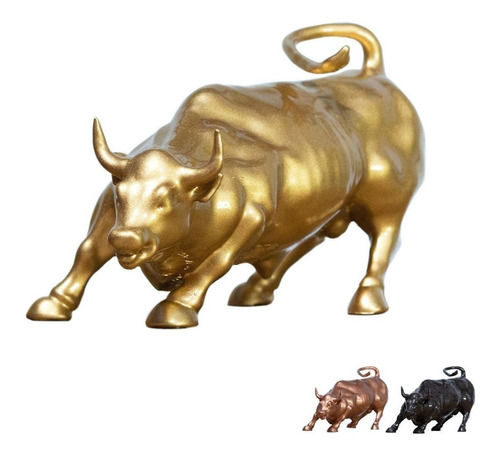 Touro De Wall Street Ouro Cobre Bronze Decoração Enfeite Cor Dourado