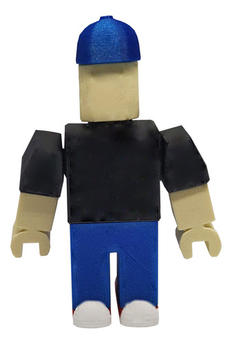 Action Figure Lowpoly Estilo Roblox Boné Azul -9,5cm Altura