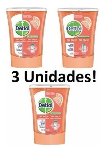 Sabonete Dettol No Touch Refil Liquido 250ml 3 Unids Laranja