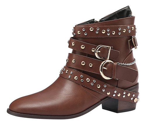 Botine Chelsea Para Mujer Comodo Puntiagudo Informal Tacon