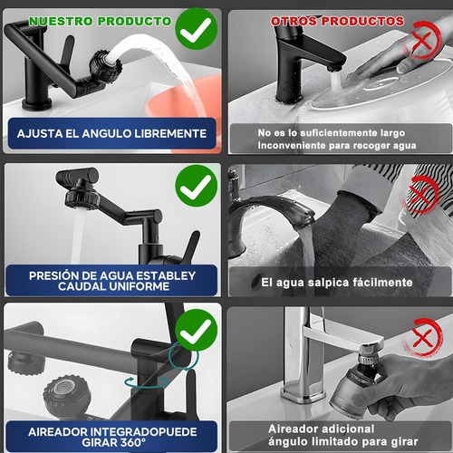 A Llave Mezclador Para Fregadero Grifo Flexible 360° Cromado