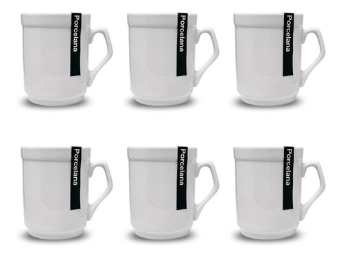 Jarro Cafe Porcelana Gastronomico Pack X6 150cm3 Color Blanco liso