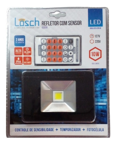Refletor Led 10w Com Sensor 127v 6000k Losch